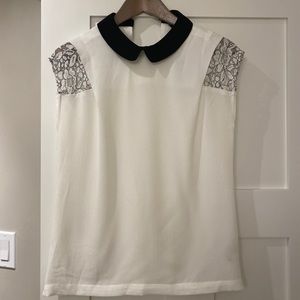 RW & Co Peter Pan Collar cap sleeve blouse‎ S